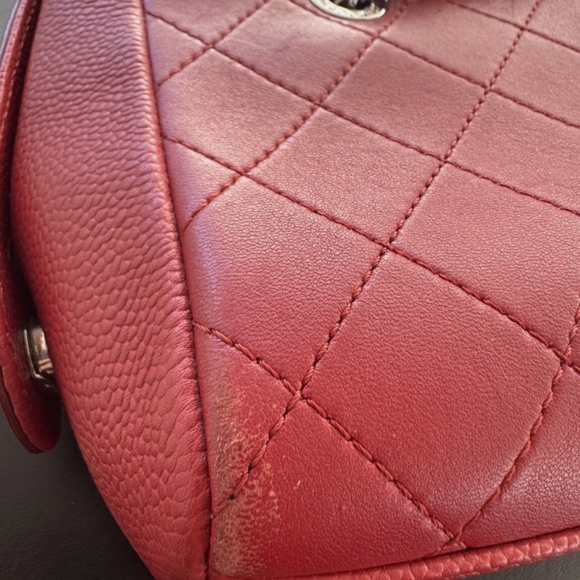 CHANEL Shoulder Bag Red Leather - Picture 4 of 7